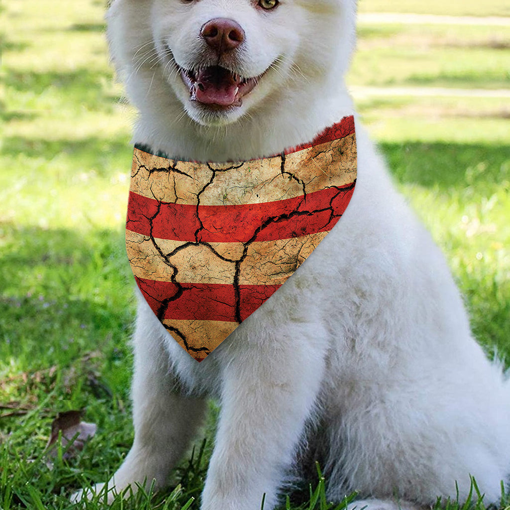 Cracked American Flag Print Over The Collar Dog Bandana