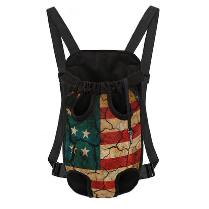 Cracked American Flag Print Pet Carrier Backpack
