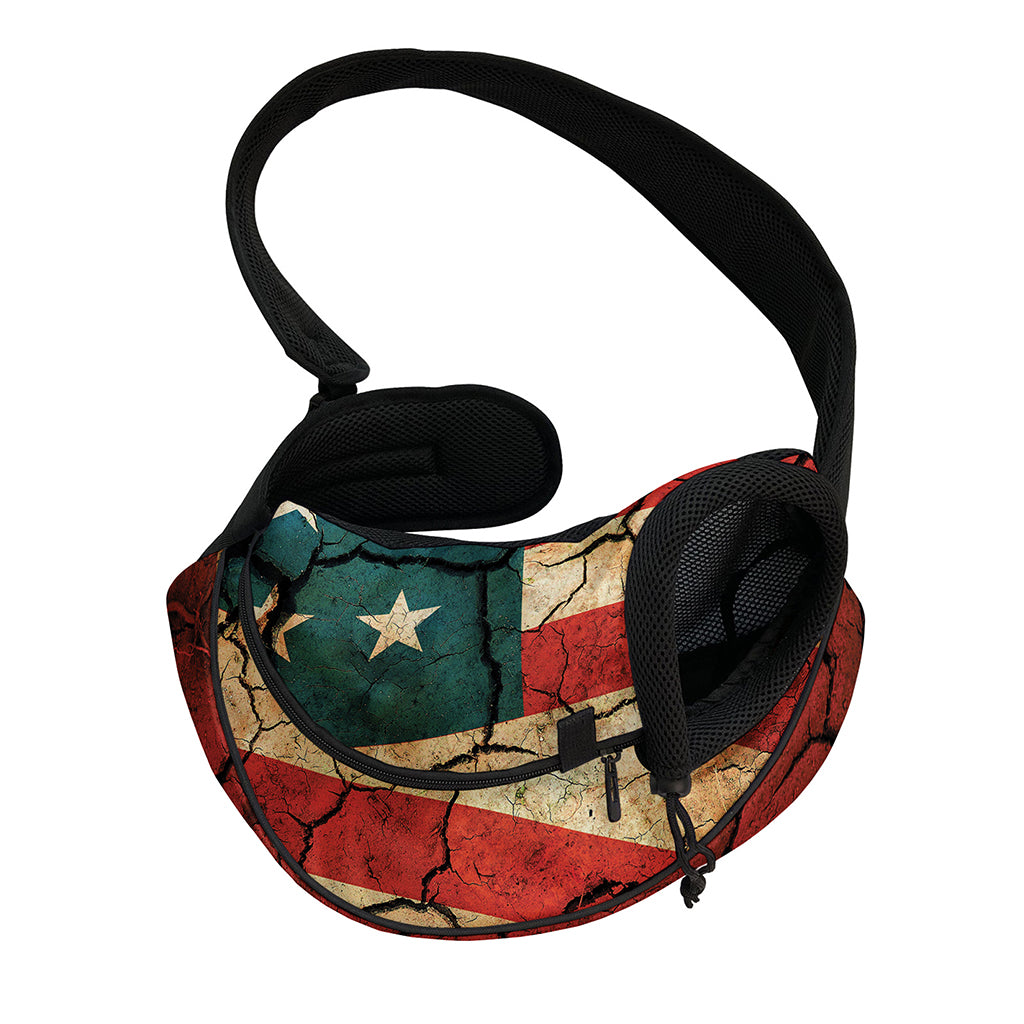 Cracked American Flag Print Pet Sling Carrier