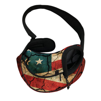 Cracked American Flag Print Pet Sling Carrier