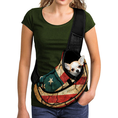 Cracked American Flag Print Pet Sling Carrier