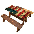 Cracked American Flag Print Picnic Table Cover