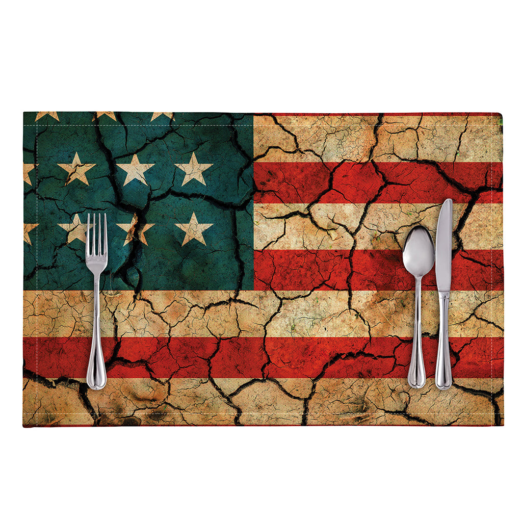 Cracked American Flag Print Placemat