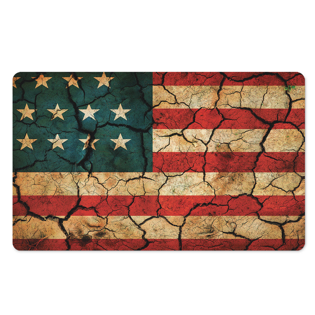Cracked American Flag Print Polyester Doormat
