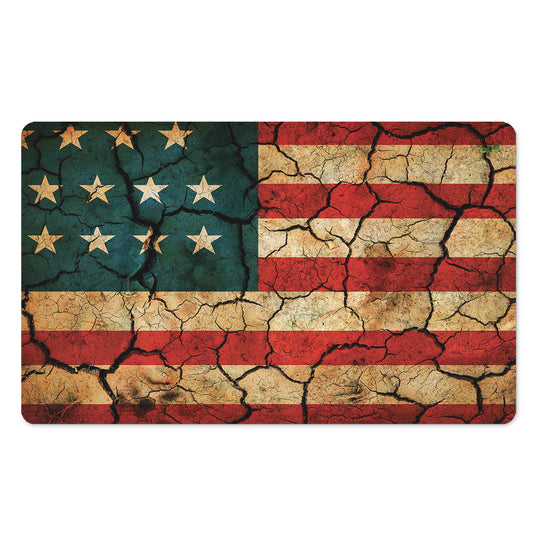 Cracked American Flag Print Polyester Doormat