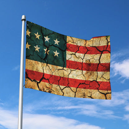 Cracked American Flag Print Polyester Flag