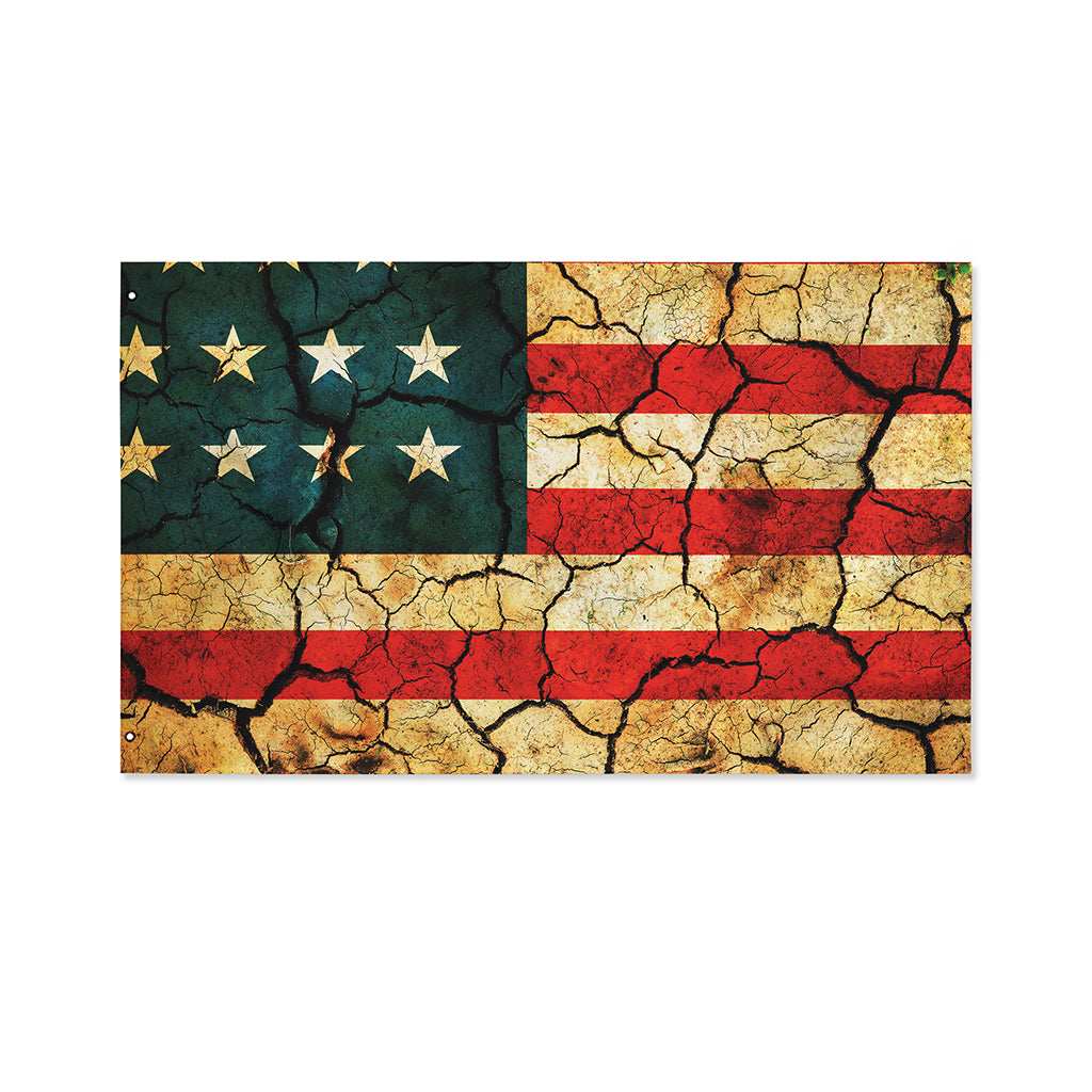 Cracked American Flag Print Polyester Flag