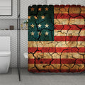 Cracked American Flag Print Polyester Shower Curtain