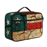 Cracked American Flag Print Portable Lunch Bag