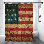 Cracked American Flag Print Premium Shower Curtain