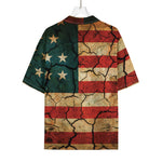 Cracked American Flag Print Rayon Hawaiian Shirt