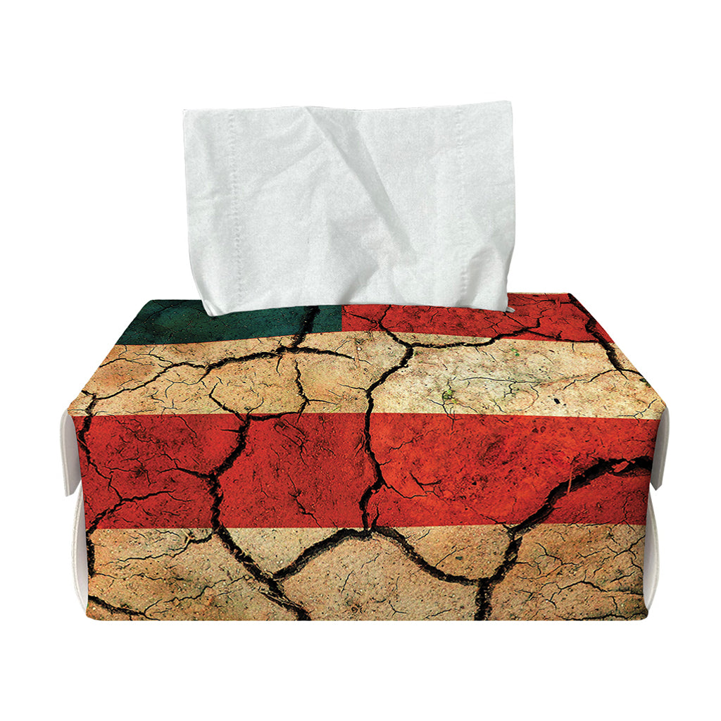 Cracked American Flag Print Rectangle Tissue Box Cover