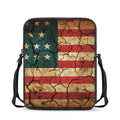 Cracked American Flag Print Rectangular Crossbody Bag