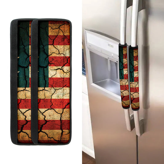 Cracked American Flag Print Refrigerator Handle Covers
