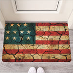 Cracked American Flag Print Rubber Doormat