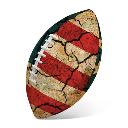 Cracked American Flag Print Rugby Ball