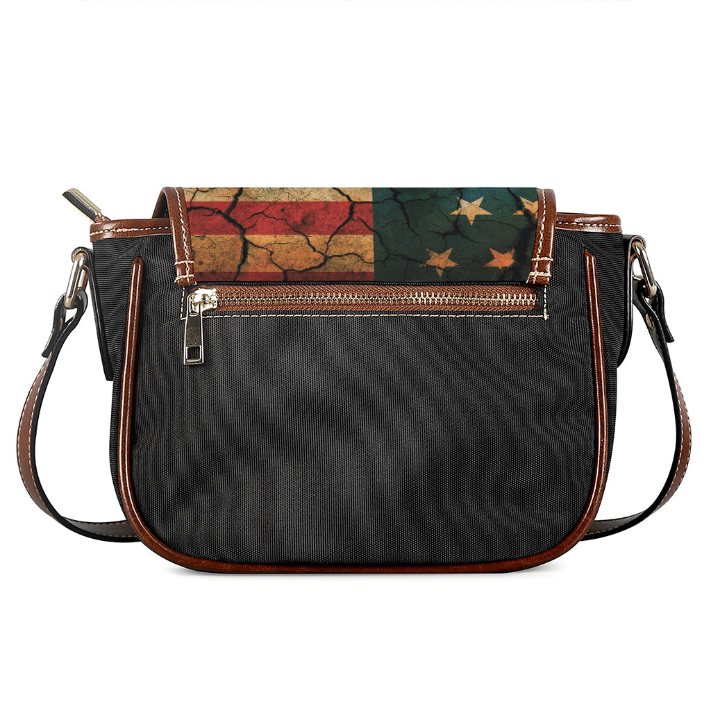 Cracked American Flag Print Saddle Bag