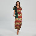 Cracked American Flag Print Short Sleeve Maxi Dress