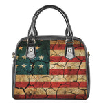 Cracked American Flag Print Shoulder Handbag