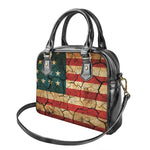 Cracked American Flag Print Shoulder Handbag