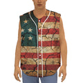 Cracked American Flag Print Sleeveless Baseball Jersey