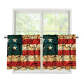 Cracked American Flag Print Tier Curtains