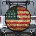 Cracked American Flag Print Tire Cover With Camera Hole