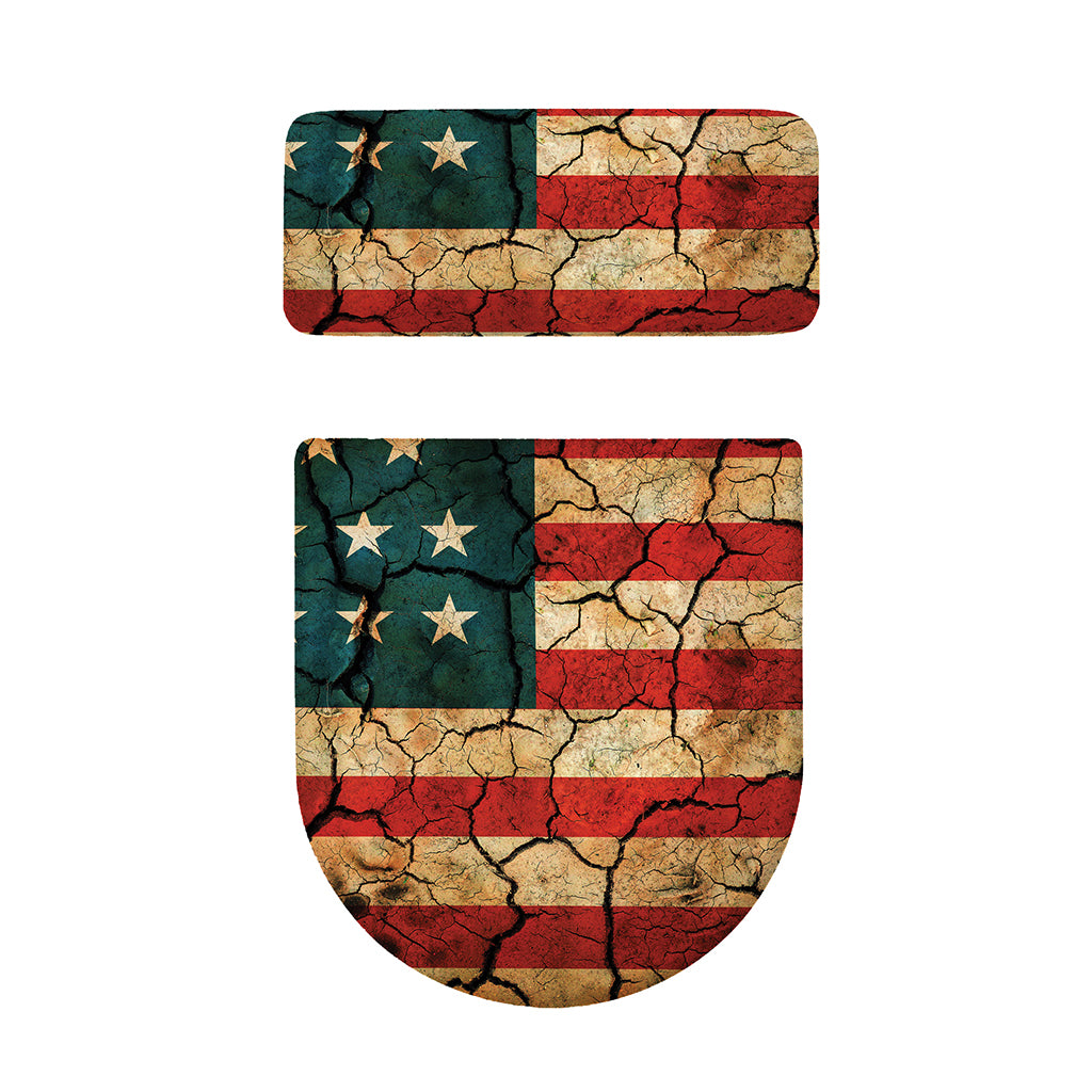 Cracked American Flag Print Toilet Lid And Tank Cover Set