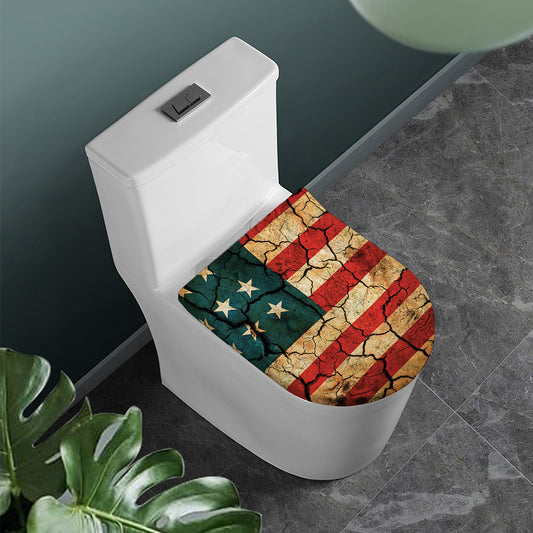 Cracked American Flag Print Toilet Lid Cover