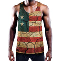 Cracked American Flag Print Men's Workout Tank Top