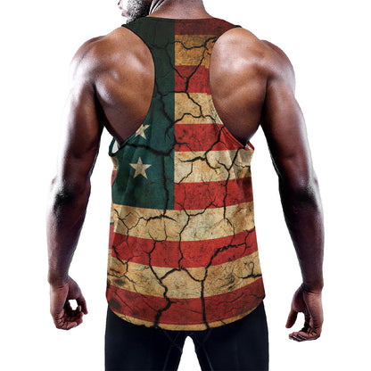 Cracked American Flag Print Training Tank Top