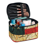 Cracked American Flag Print Travel Makeup Bag