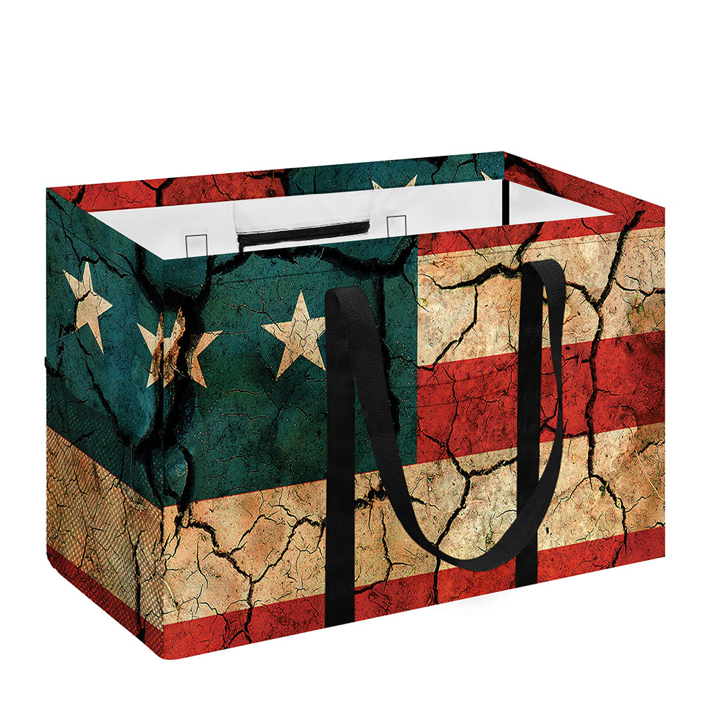 Cracked American Flag Print Utility Tote Bag