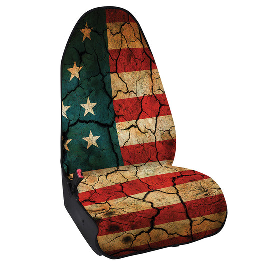 Cracked American Flag Print Waterproof Car Seat Cover