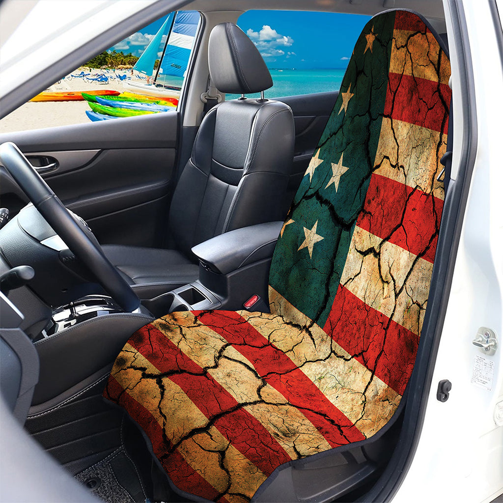 Cracked American Flag Print Waterproof Car Seat Cover