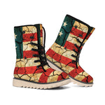 Cracked American Flag Print Winter Boots