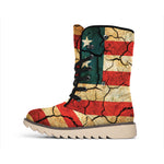 Cracked American Flag Print Winter Boots