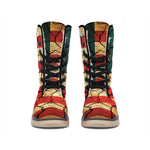 Cracked American Flag Print Winter Boots