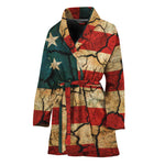 Cracked American Flag Print Women's Bathrobe