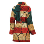 Cracked American Flag Print Women's Bathrobe