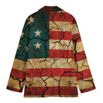 Cracked American Flag Print Women's Blazer