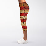 Cracked American Flag Print Women's Capri Leggings