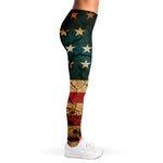 Cracked American Flag Print Women's Leggings