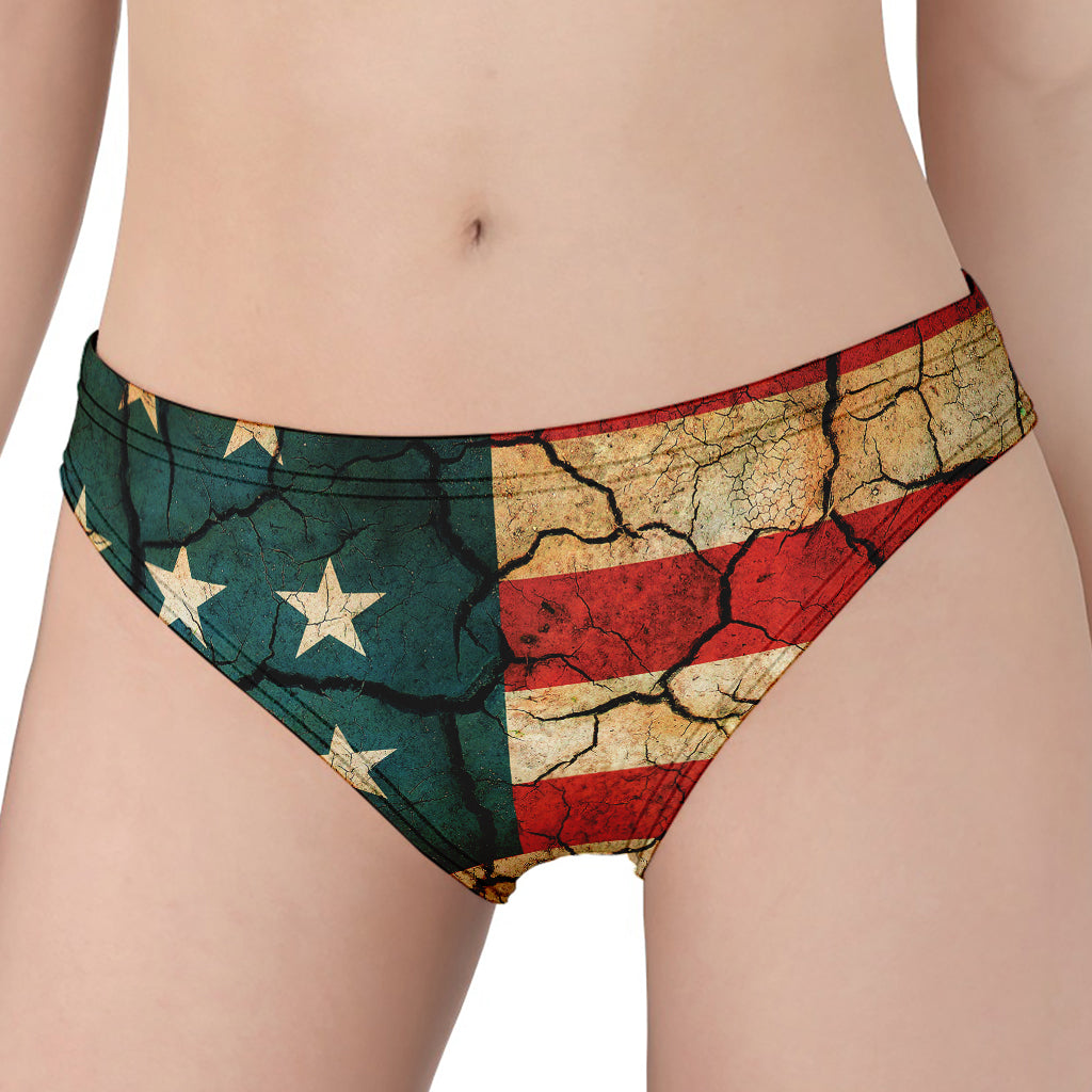 Cracked American Flag Print Women's Panties