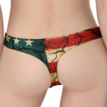 Cracked American Flag Print Women's Thong