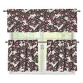 Crane Bird And Flower Pattern Print 3 Piece Kitchen Curtains