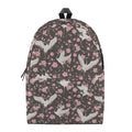 Crane Bird And Flower Pattern Print School Backpack