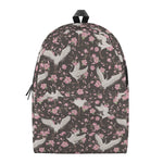 Crane Bird And Flower Pattern Print Backpack