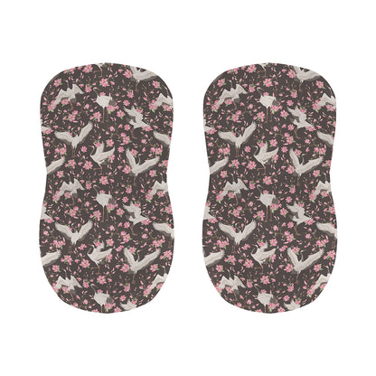 Crane Bird And Flower Pattern Print Bar Stool Covers