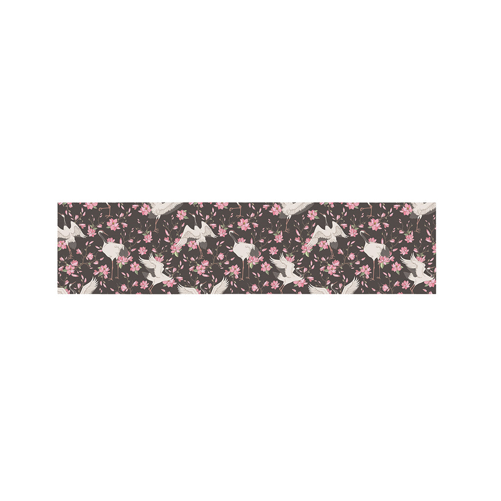 Crane Bird And Flower Pattern Print Bed Runner